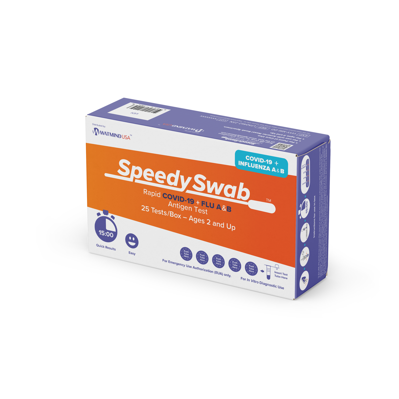 SpeedySwab­™  Rapid COVID-19 + Flu A&B Antigen Test | 25 Tests (POC)