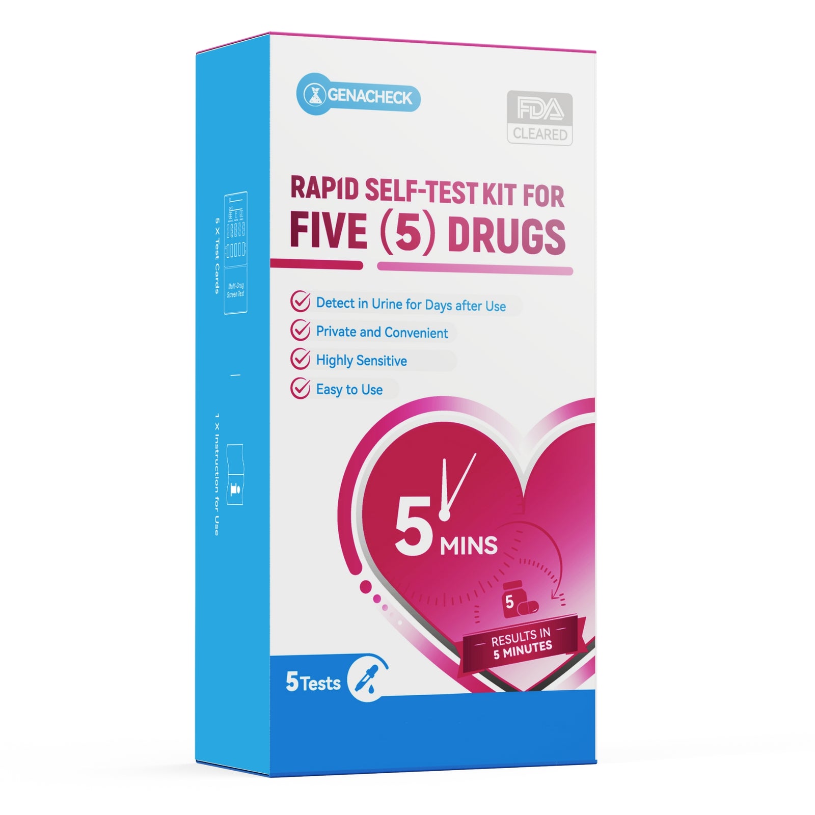 GenaCheck™ Rapid Self-Test Kit for 5 Drugs