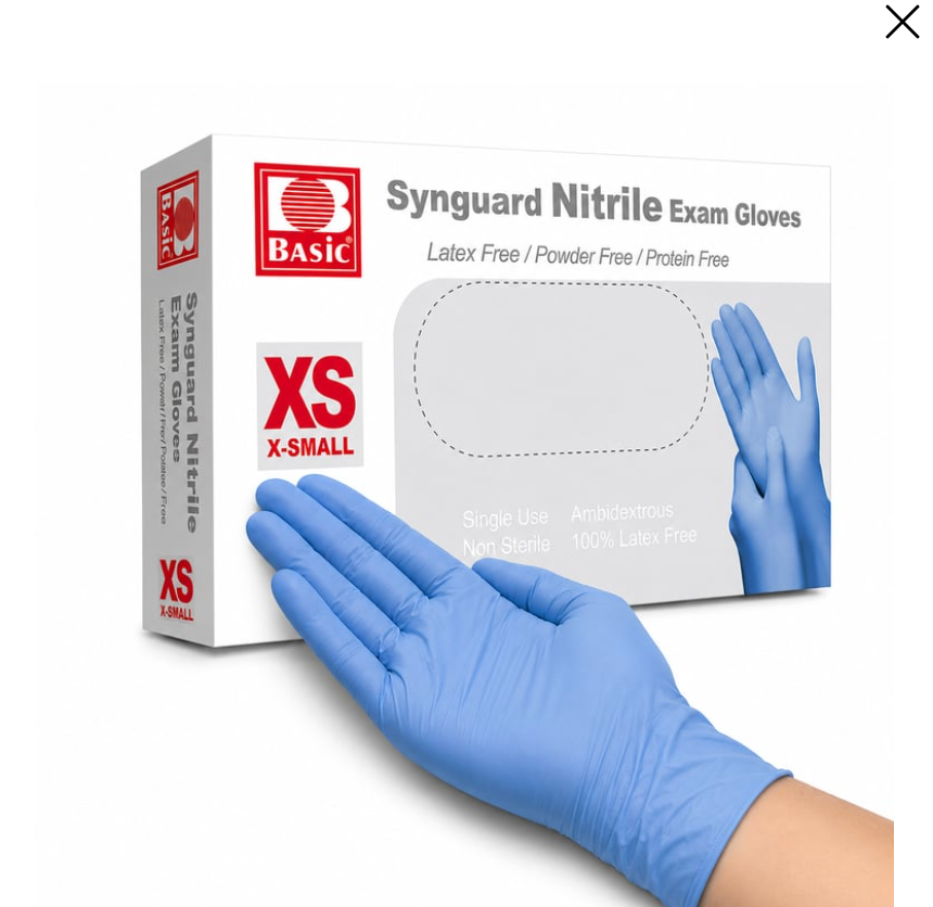 SynGuard Blue Nitrile Exam Gloves, 3.5 mil, 100/box, 1000/case (X-Small)