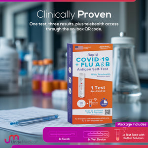 SpeedySwab™ at-home covid-19 and flu a/b test kit, results in 15 minutes, 1 test
